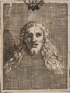 Testa di Cristo (da I funerali d'Agostino Carracci fatto in Bologna sua patria da gl'incamminati Accademici, Bologna, Benacci, 1603)
